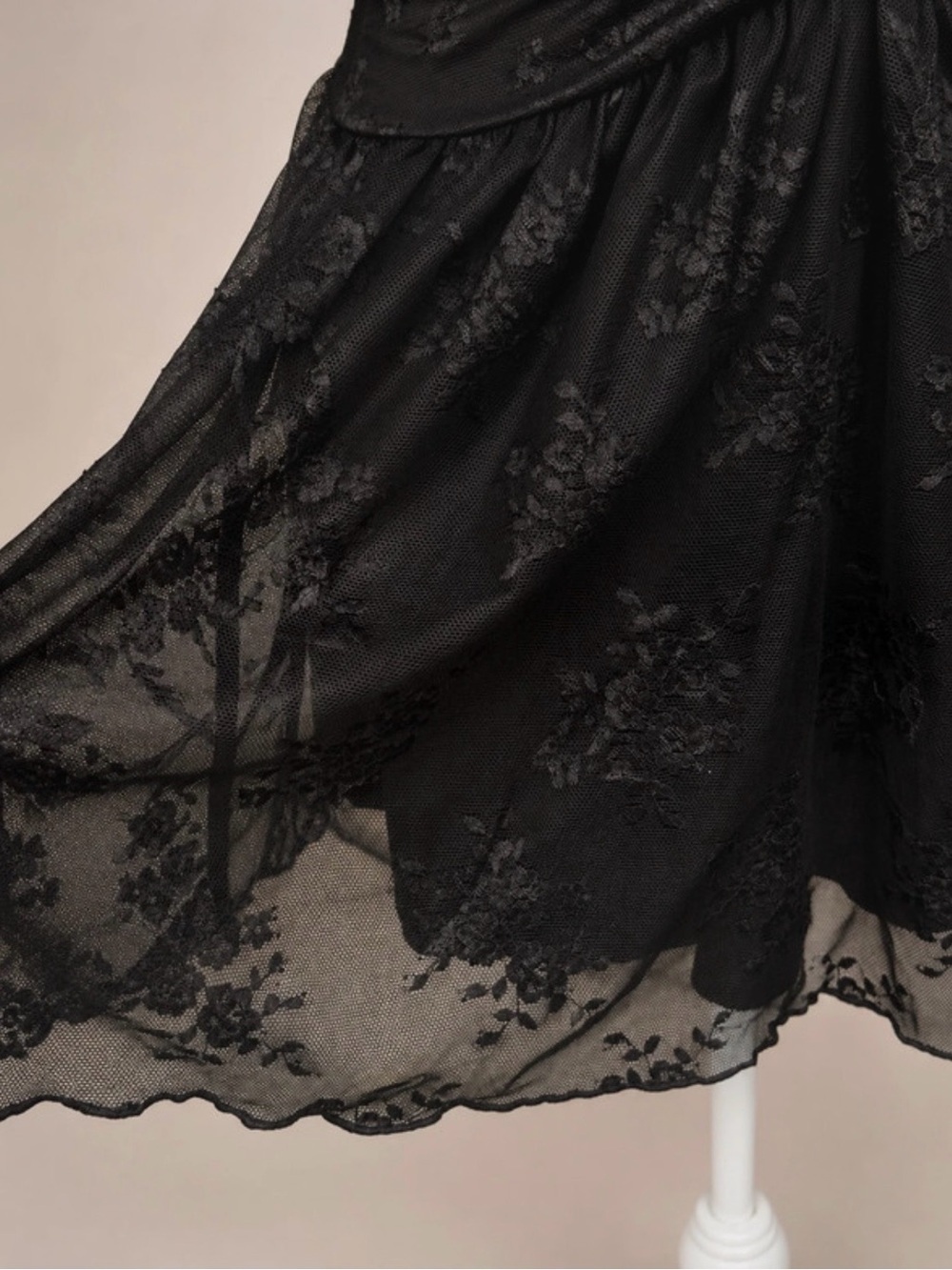 Black Halter Cutout Ruched Skater Mini Dress Lace Trim - Picture 4 of 7